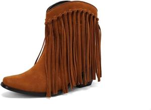 Женские западные ботинки с бахромой Gongxifacai, ковбойские ботильоны на молнии, Yellow