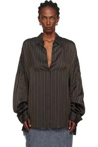 Рубашка-Кокон из купро Dries Van Noten, коричневый