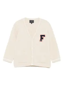 Кардиган с нашивкой-логотипом Fay Kids, нейтральный