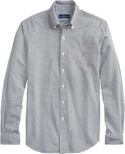 POLO RALPH LAUREN Мужская классическая оксфордская рубашка с длинным рукавом, Rl Checkered Black/White