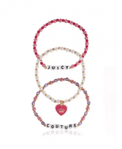 Детский набор браслетов из бисера: бусины в форме букв «Juicy Couture» и подвеска в виде сердца Juicy Couture, pink