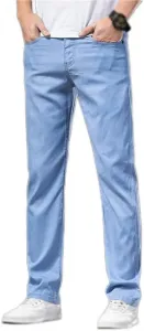 Джинсы мужские Loose Fit с эластичным поясом, тонкие прямые, Navy, Plus Size SIDUFHAOPKLL