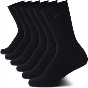 Женские носки Calvin Klein Crew Socks - 6 пар мягких хлопковых носков с отворотами на манжете, мини/средней длины, для женщин (размер обуви: 4-10), Black