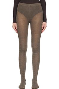 Колготки с узором «гусиный зуб» и звездочками Open Yy, коричневый