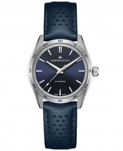 Женские швейцарские автоматические часы Jazzmaster Performer с синим кожаным ремешком, 38 мм Hamilton, синий