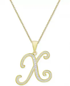 Ожерелье с кулоном-инициалом в форме бриллианта, 18 дюймов, из серебра, золота и розового золота Macy'S, x/gold