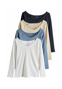 Топ THE SET REGULAR FIT V-NECK 4 PACK, Cream/Navy Blue/Stone/Blue
