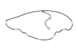 CHANEL Металлическая цепочка на талию с жемчугом из стекла для женщин, черная