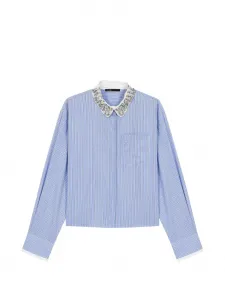 Рубашка в полоску с украшенным воротником Maje, синий