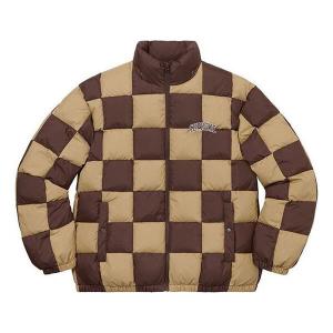 Куртка fw19 week 17 checkerboard puffy jacket Supreme, коричневый