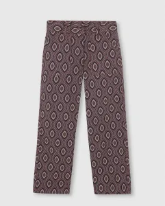 Девочковые брюки из саржи с фиолетовым принтом Gocco