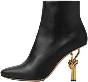 Женские термоботинки с квадратным носком, с металлическим узлом на каблуке, боковой молнией, тонким шпилькой, для снега и вечеринок Generic, New5