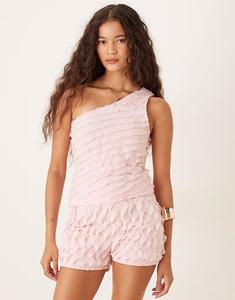 Комбинируемый топ на одно плечо с рюшами нежно-розового цвета Asos Design