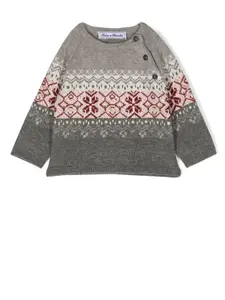 Джемпер вязки интарсия с орнаментом Tartine Et Chocolat, серый