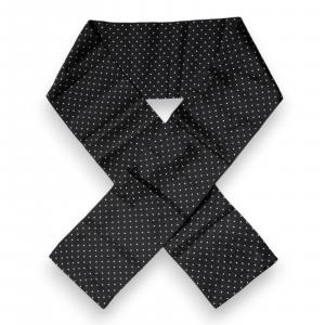 Черный шелковый узкий шарф-обертка в горошек Dolce & Gabbana