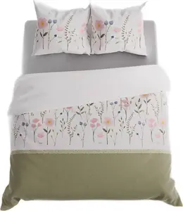 Комплект постельного белья FABLE 160x200 см - сатиновый хлопок, нежный цветочный узор MARKIZETA HOME