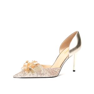 Тонкие каблуки на высоком каблуке для женщин DUNNU, светло-золотой