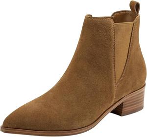Женские модные ботильоны с острым носком, эластичный материал, на низком широком каблуке, для повседневной носки, размеры 4-16 US Wansseny, Sienna