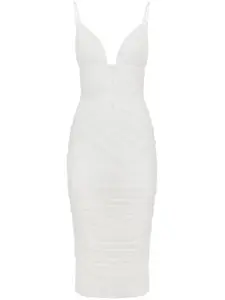 Платье из тюля с драпировкой DOLCE & GABBANA, белый