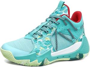 Мужские баскетбольные кроссовки с дышащей сеткой, высокой посадкой, износостойкие, с амортизацией и противоскользящей подошвой, для тренировок и повседневной ходьбы Generic, зеленый