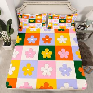 Erosebridal Детский комплект постельного белья Funky Daisy с ретро цветочным принтом, радужный рисунок, Flower 02