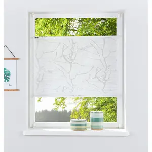 Жалюзи плиссе мой дом «ANNA», светозащита, без сверления, натяжение, мотив ветки, зажимная опора My Home, белый