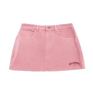 Лос-Анджелес Доджерс Джинсовая Короткая Юбка Женская Розовая MLB