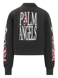 Толстовка с длинными рукавами и принтом пламени PALM ANGELS, черный