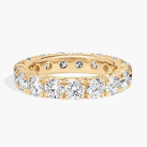 Кольцо-вечность с французским паве из выращенных в лаборатории бриллиантов из 14-каратного желтого золота (3 карата, двойной цвет - FG / VS2-SI1) Blue Nile