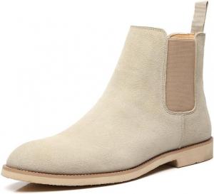 Мужские замшевые челси с острым носком, без шнуровки, повседневные и офисные ботинки до щиколотки Generic, White