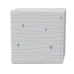 Набор салфеток из 4 шт., 100 % хлопок, 20x20 дюймов, синие сердечки и полосы