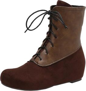 Элегантные женские ботильоны на танкетке, с круглым носком и низким каблуком, короткие ботинки, идеально подходящие для повседневной носки XIEPP, Brown