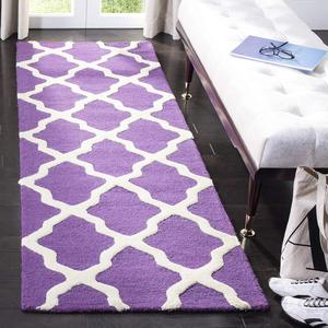 Ковер-дорожка SAFAVIEH, 77 x 244 см, Cambridge Collection, Purple & Ivory, ручной работы из шерсти с узором Trellis, идеально для помещений с высокой проходимостью в гостиной, спальне (CAM121K)