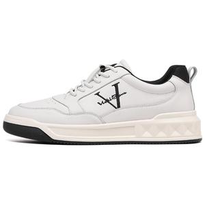 Низкие кожаные скейтерские кроссовки мужские VICKI BROWN, белый черный