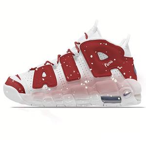 Nike Air More Uptempo Red Cloud Embracing Snow, удобные универсальные кроссовки для баскетбола с амортизацией в стиле мид-топ винтаж