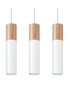 Nice Lamps Подвесной светильник PAUL 3, белый, с отделкой из натурального дерева (В) 90 см (Д) 45 см (Ш) 6 см