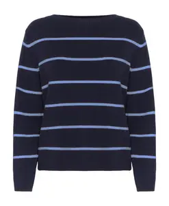 Полосатый вязаный свитер, цвет «Полное затмение», лазурно-синий. Ichi, синий