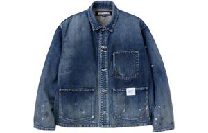 NEIGHBORHOOD Джинсовая куртка утилитарная с эффектом брызг краски, Indigo
