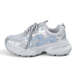 Женские кроссовки low top chunky с абразивостойким дышащим эффектом для увеличения роста HUANQIU, серый синий