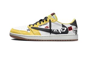 Баскетбольные кроссовки Travis Scott x Air 1 Speed Racing Track Low Top Vintage унисекс, желтые Jordan, Yellow