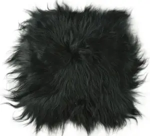 Подушка на стул из овчины, накидка на сиденье, зеленая, 37 x 37 см, натуральная овчина