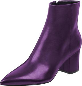 Женские элегантные ботильоны FSJ с заостренным носком, массивным каблуком и боковой молнией, формальная свадебная обувь, размер США 4-15, Purple-Leather