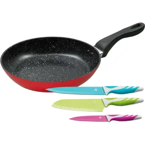 Сковорода King с набором цветных ножей, красный