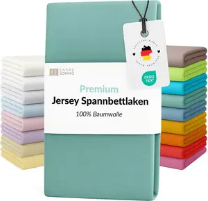 Простыня на резинке Mako Jersey 140x200 - 160x200 из 100% хлопка, зеленая Carpe Sonno