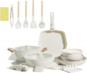 Набор посуды Becigar со съемной ручкой, 23 предмета, кремовый