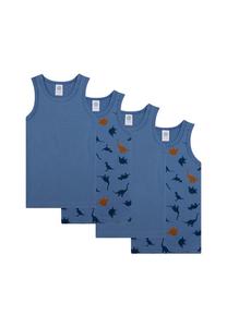 Майки для мальчиков 4 шт. в упаковке - детская рубашка без рукавов хлопок динозавр Sanetta, синий