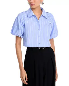 Полосатая рубашка с пышными рукавами от Reece Steve Madden, синий