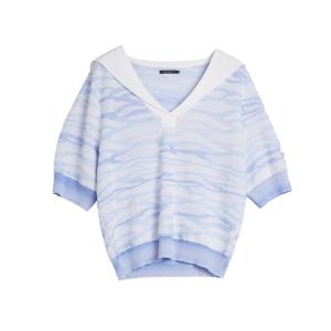ELLE Трикотажный свитер для женщин с V-образным вырезом, синий, Moderate Others