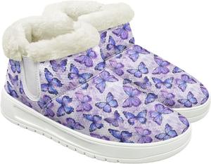 Женские зимние ботинки JoyLamoria с анималистичным дизайном для походов и прогулок, утолщенные, милые и модные для активного отдыха на природе, Butterfly Print