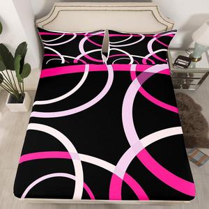 Erosebridal Комплект постельного белья Abstract Spiral Circle, черный и розовый, современный дизайн, Black Pink